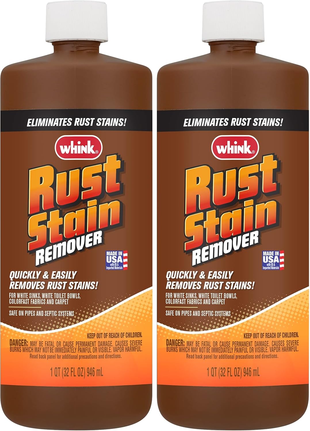 Rust-Oleum Whink Rust Stain Remover | Heavy-Duty Iron Stain Remover for White Toilets & Sinks, Colorfast Fabric & Carpets | 32 oz
