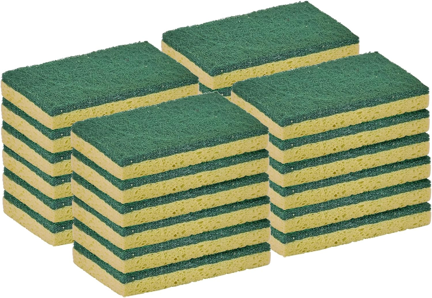 Non-Scratch Cellulose Sponge Kitchen Scrub Sponge with Scouring Pad Set, Good for Non-Stick Cookware Frying Pan, Pot, Counter Top, Sink Scrubbing, Kitchen Scrubbers, Pack of 2, (Red/Pink)
