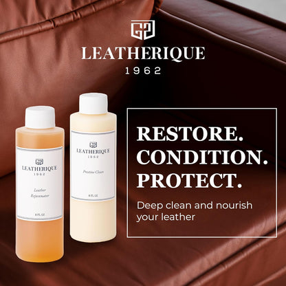 Leatherique Leather Care & Preservation Set - 8 oz | Leatherique Rejuvenator Oil & Prestine Clean 2-Step System | Softens, Conditions & Preserves Leather | Perfect for Cars, Furniture, Saddles & More