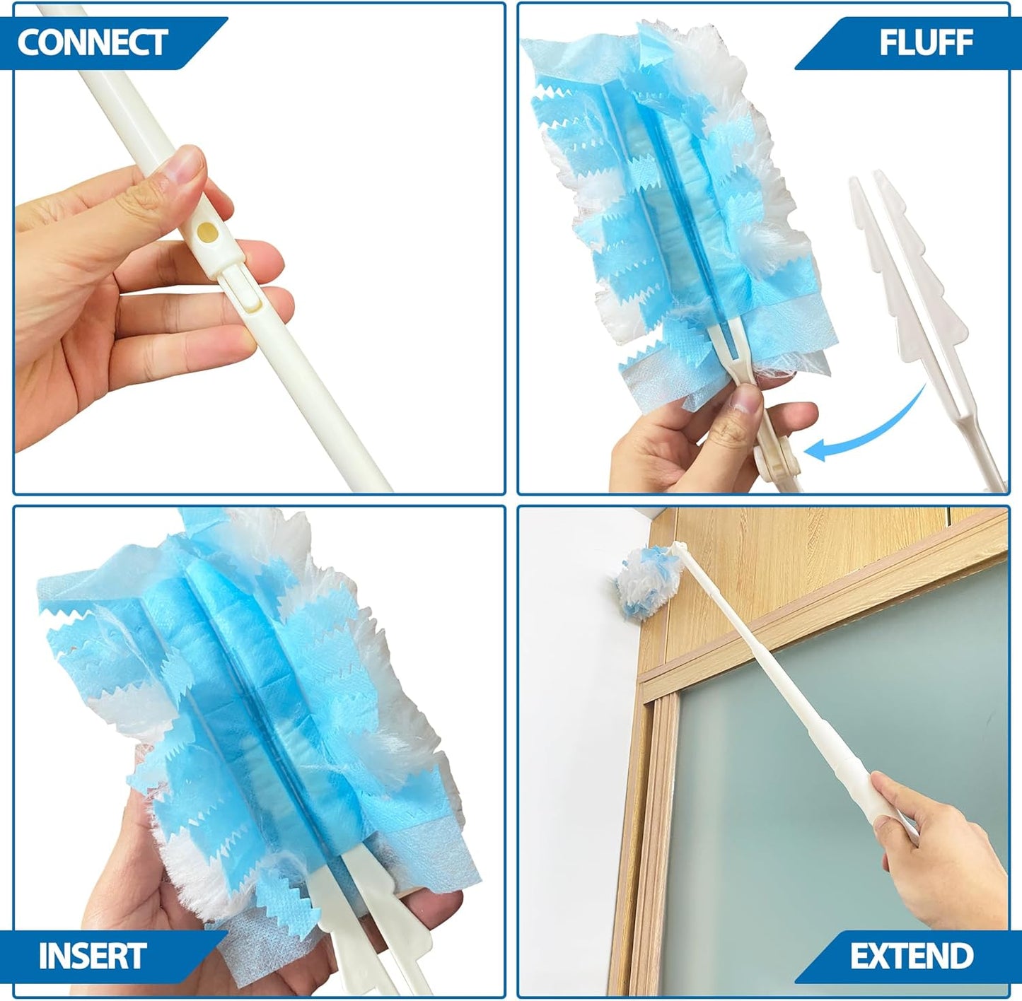 KEUYE Replacement Handles Compatible with Swiffer Duster Refill, Extended Handle, Adjustable Length Handles only (2pcs)