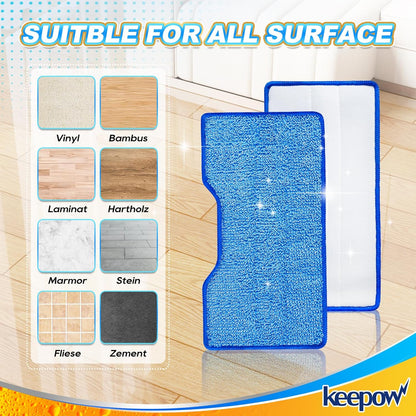 KEEPOW Reusable Mop Replacement Pads Compatible with Shark Vac Mop VM252 VM200 VC205 VM250 VM180 VM401 QM250 VM190, Washable Vacuum Mop Pad Refills, Upgraded Design of Dirt Chamber (1+3+6 Pads)