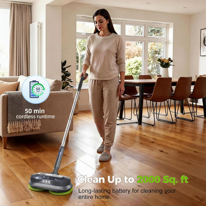 BLONEX Cordless Electric Mop with Spray & Detachable Water Tank, Lightweight Electric Spin Mop with Headlights for Hardwood Tile Laminate Floors, Long-Lasting Battery, Self-Propelled Floor Cleaner