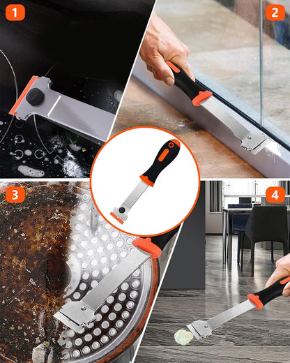 2 Pack Razor Blade Scraper with 10 Plastic and 20 Metal Blades for Removing Paint, Registration Sticker, Grease from Windshield, Glass Top Stove Cooktop Scraper