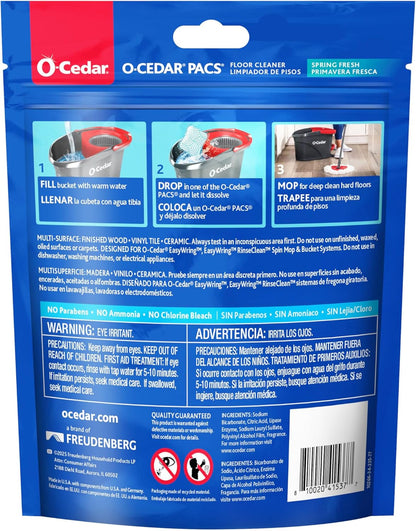 O-Cedar PACS Hard Floor Cleaner, Crisp Citrus Scent 10 Count (1-Pack) | Made with Naturally-Derived Ingredients | Safe to Use on All Hard Floors | Perfect for Mop Buckets