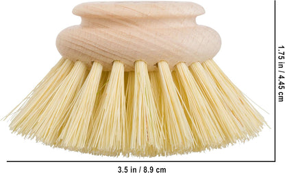 REDECKER Replacement Head for Dish Brush, 1-5/8-inch, Set of 2, 100% Natural Tampico Fiber and Untreated Beechwood, Made in Germany - Natural Dish Brush Replacement Heads