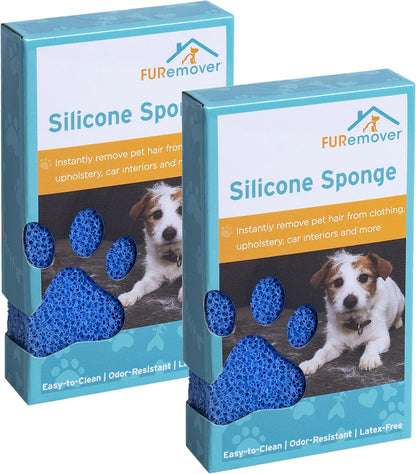 FURemover Plus Pet Hair Rubber Brush with Squeegee, Easily Remove Fur and Lint from Clothing, Carpets and Furniture, Gently Groom Dogs and Cats Wet or Dry, Black, 2 Pack