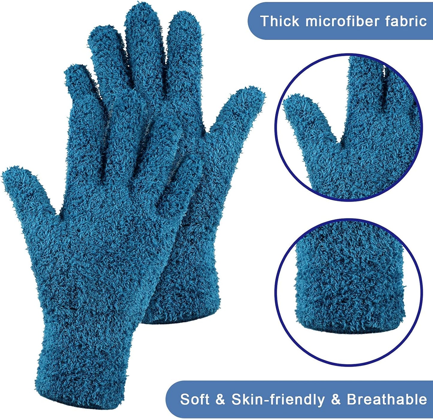 Patelai 3 Pairs Microfiber Plant Dusting Gloves Leaf Cleaning Gloves for Indoor Plants, Blinds, Furniture, House (Green Yellow,Blue,Pink,Medium)