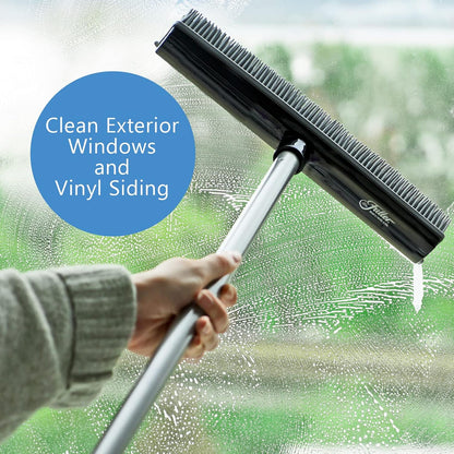 Fuller Brush Rubber Broom – for Carpets Floors Stairs Upholstery – Electrostatic Action Removes Pet Hair Lint Fuzz Dirt Particles – Built-in Squeegee Tackles Wet Messes (Broom Head)