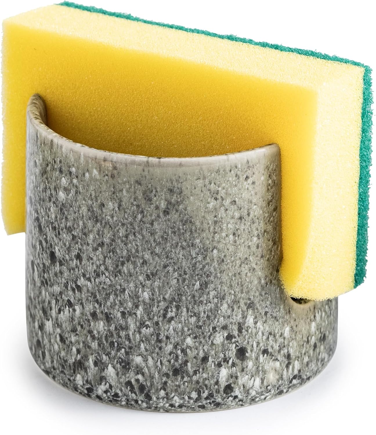 Zoeeker Sponge Holder for Kitchen Sink, Ceramic Dish Sponge Dish Rack Scrubby Caddy Kitchen Organizer Cute Sink Caddy Organizer, Farmhouse Decor, Speckled Glaze