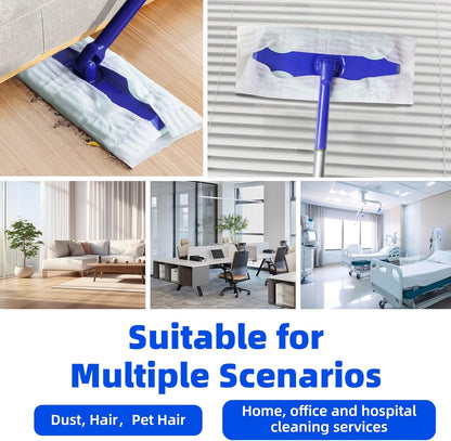 New 2-in-1 Push Clamp Lazy Mop – Hands Free Flat Mops, Swiffer Mops Alternative, Compatible with Most Pads Adjustable Handle, Perfect for Homes with Kids & Pets (Large Flat Mop)