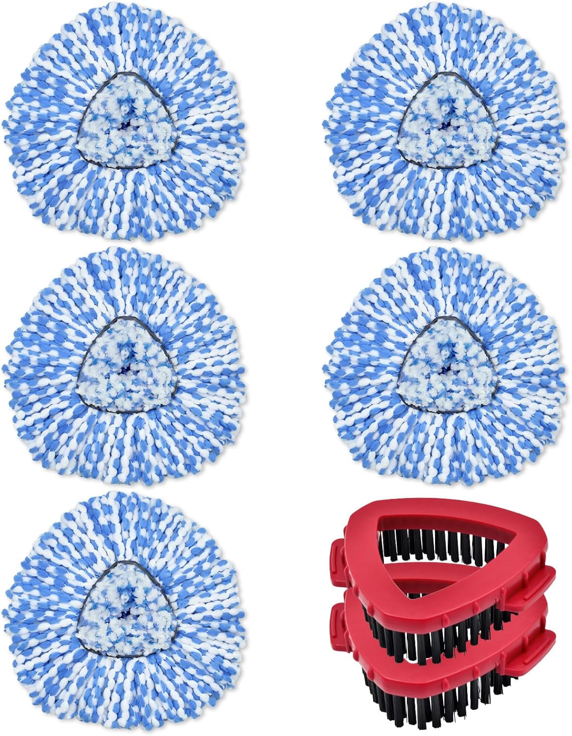 Mop Heads Replacement for Ocedar, Mop Replace Head for Ocedar EasyWring 1 Tank, Microfiber Spin Mop Refills, Include 5 Spin Mop Replacement Head Deep Cleaning Machine Washable with 2 Scrubber Mop Head