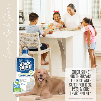 Quick Shine Multi Surface Floor Cleaner 64oz, Ready to Use-Streak Free-No Rinse, Use on Hardwood, Laminate, Luxury Vinyl Plank & Stone, Use in Spray Mops & Vac Mops, Safer Choice Cleaner