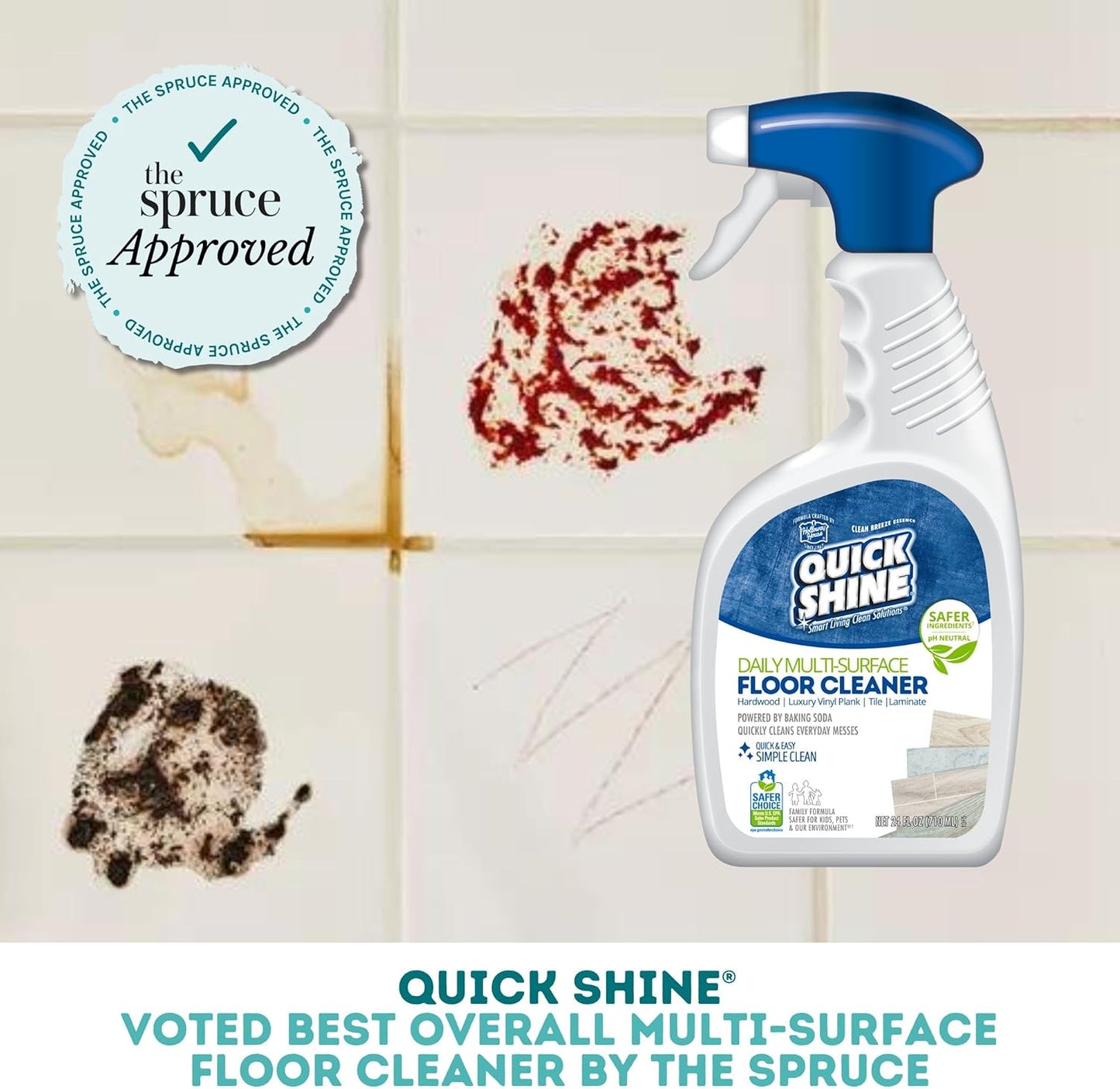 Quick Shine Multi Surface Floor Cleaner 64oz, Ready to Use-Streak Free-No Rinse, Use on Hardwood, Laminate, Luxury Vinyl Plank & Stone, Use in Spray Mops & Vac Mops, Safer Choice Cleaner