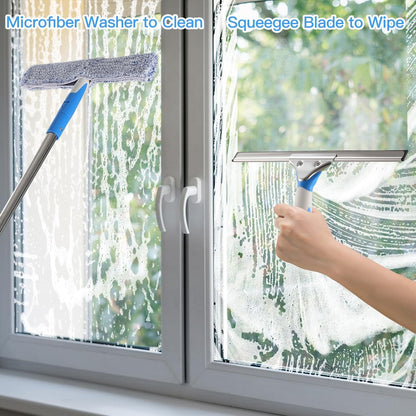 Mitclear 77'' Professional Squeegee Window Cleaner Tool with Extension Pole, Car Windshield Cleaning Kit with Long Handle, Window Washing Equipment for Indoor Outdoor Windows & Car Glass