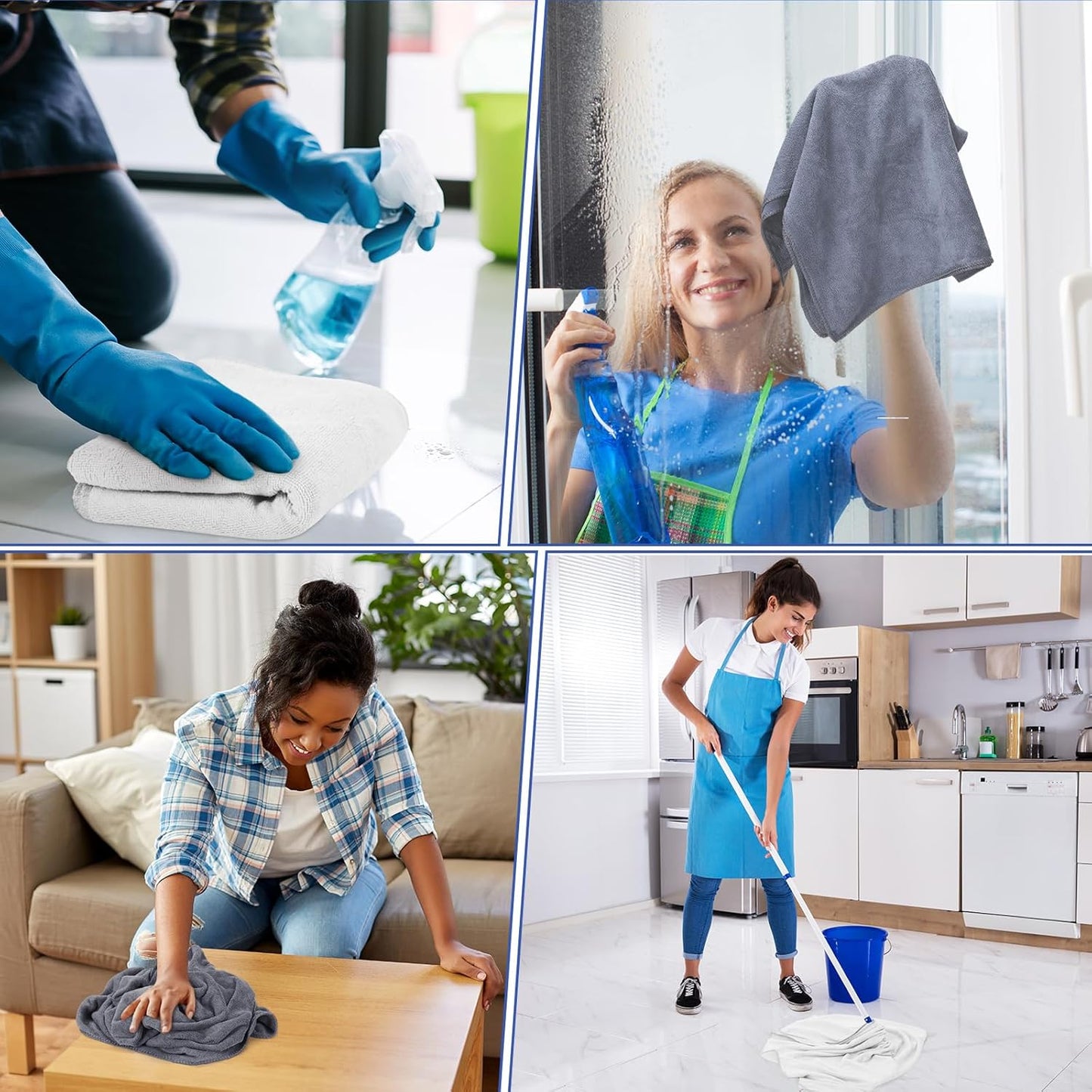 SmoothNovelty 10 Pcs Extra Large Microfiber Cloth 30" x 20" Large Floor Microfiber Towel Reusable Washable Free Lint Free Cloth Rag for Squeegee Mop Floor Window Housekeeping (Bright Color)