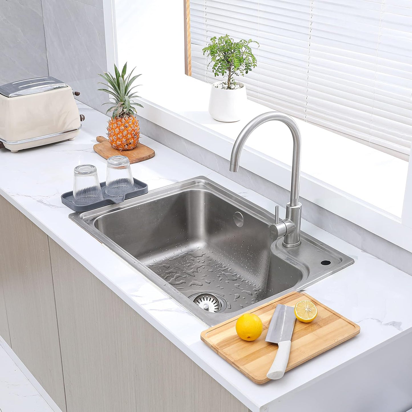 MicoYang Silicone Bathroom Soap Dishes with Drain Spout-Bathroom and Kitchen Sink Organizer,Sponge Holder,Dish Soap Tray,Perfect for Dispenser,Scrubber,Bottle,Cup on Sink or Counter-Black 4.9"×3.2"