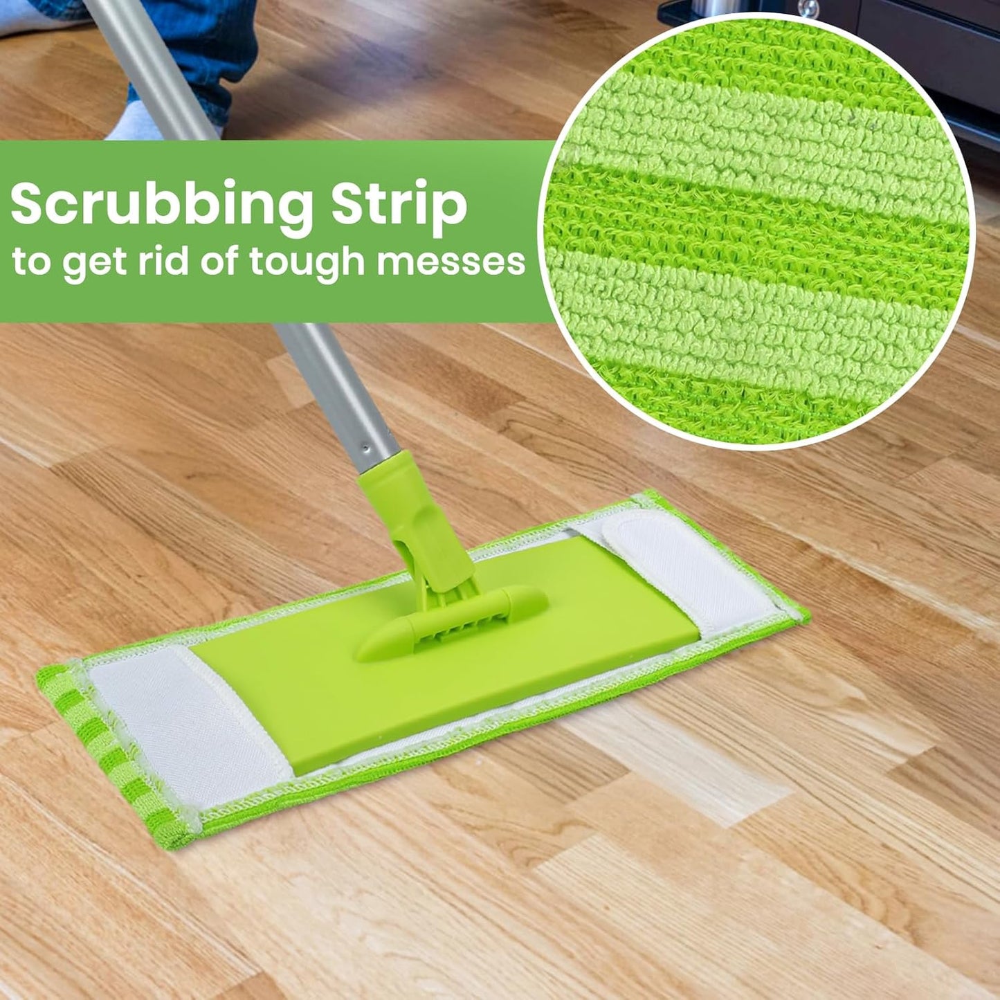 19 Inch Dust Mops for Floor Cleaning with 2 Mop Refill Pads Floor Duster with 58” Long Handle Microfiber Sweeper for Hardwood Tile Baseboard