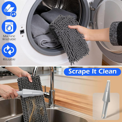 MASTERTOP Microfiber Mop - Flat Floor Mops Wet Dry Dust Mop with 4 Washable Pads & 52.4'' Stainless Steel Handle for Hardwood Laminate Tile Floor Cleaning