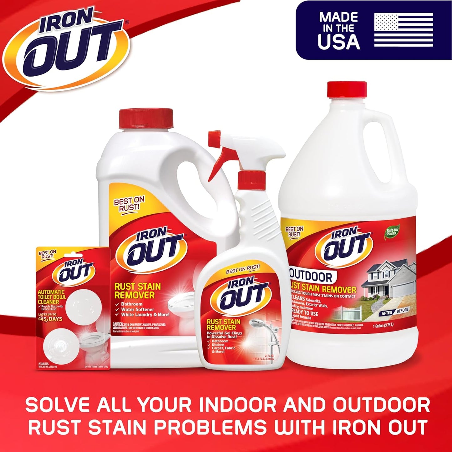 Iron OUT Rust Stain Remover Spray Gel, Remove Rust Stains in Bathrooms, Kitchens, Laundry, and Outdoors, Made in the USA, 24 Ounces