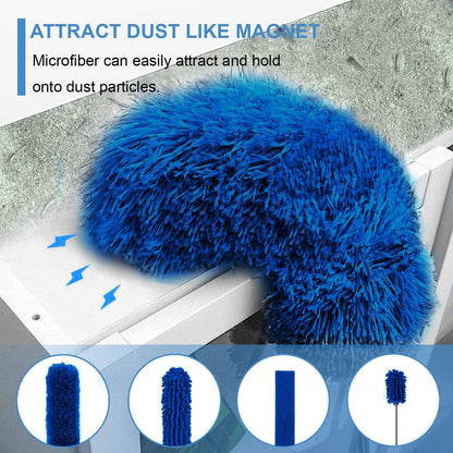 Microfiber Duster Kit for High Ceiling (6pcs), Extendable Dusters for Cleaning with 100" Extension Pole, Long Feather Duster for Fan/Car, House Cleaning Tool Kit by OOSOFITT