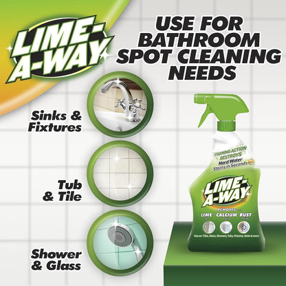 Lime-A-Way Hard Water Stain Remover Spray, Removes Lime, Calcium & Rust in Seconds, Bathroom Cleaner, 22 fl oz