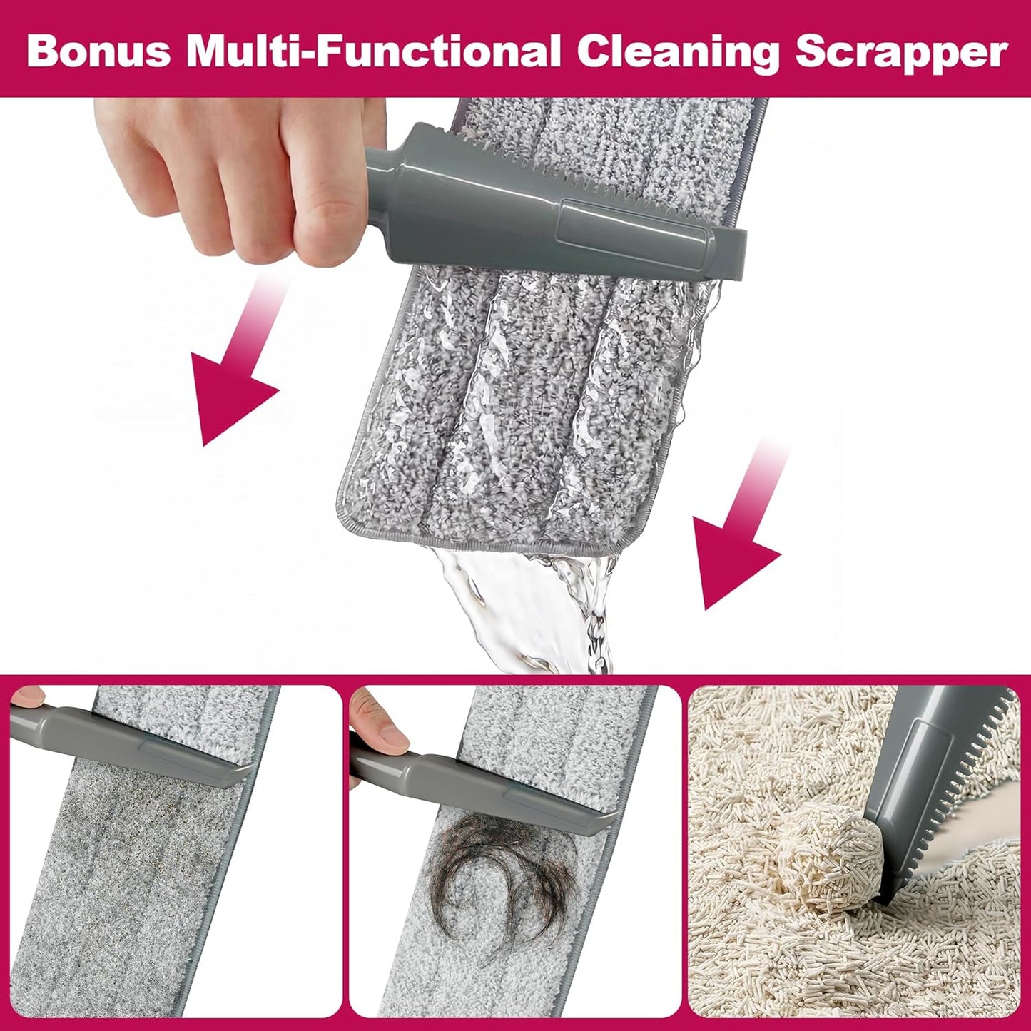 JOYMOOP 18 Inch Dust Mop for Hardwood Floors, Heavy Duty Industrial Wet Dry Mops with Telescopic Handle, Includes 5 Microfiber Mop Pads