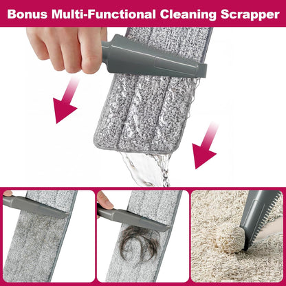 JOYMOOP 18 Inch Dust Mop for Hardwood Floors, Heavy Duty Industrial Wet Dry Mops with Telescopic Handle, Includes 5 Microfiber Mop Pads