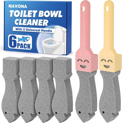 Navona 8 Pack Pumice Stone Scouring Sticks with 2 Universal Handles, Grey Pumice Stone Cleaner for Cleaning Toilets, Bathrooms, Kitchens, Spas and Pools