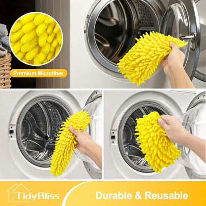 77” Ceiling Fan Blades Cleaner Duster with Extension Pole, Extendable Flexible Dust Cleaning Brush, Reusable Chenille Mop for Baseboard Wall Floor Blinds Cobweb