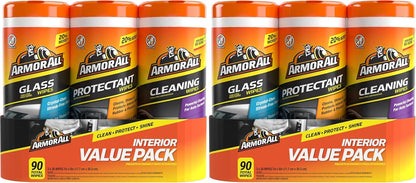 Armor All Car Cleaning Wipes, Wipes for Car Interior and Car Exterior, 90 Wipes Each