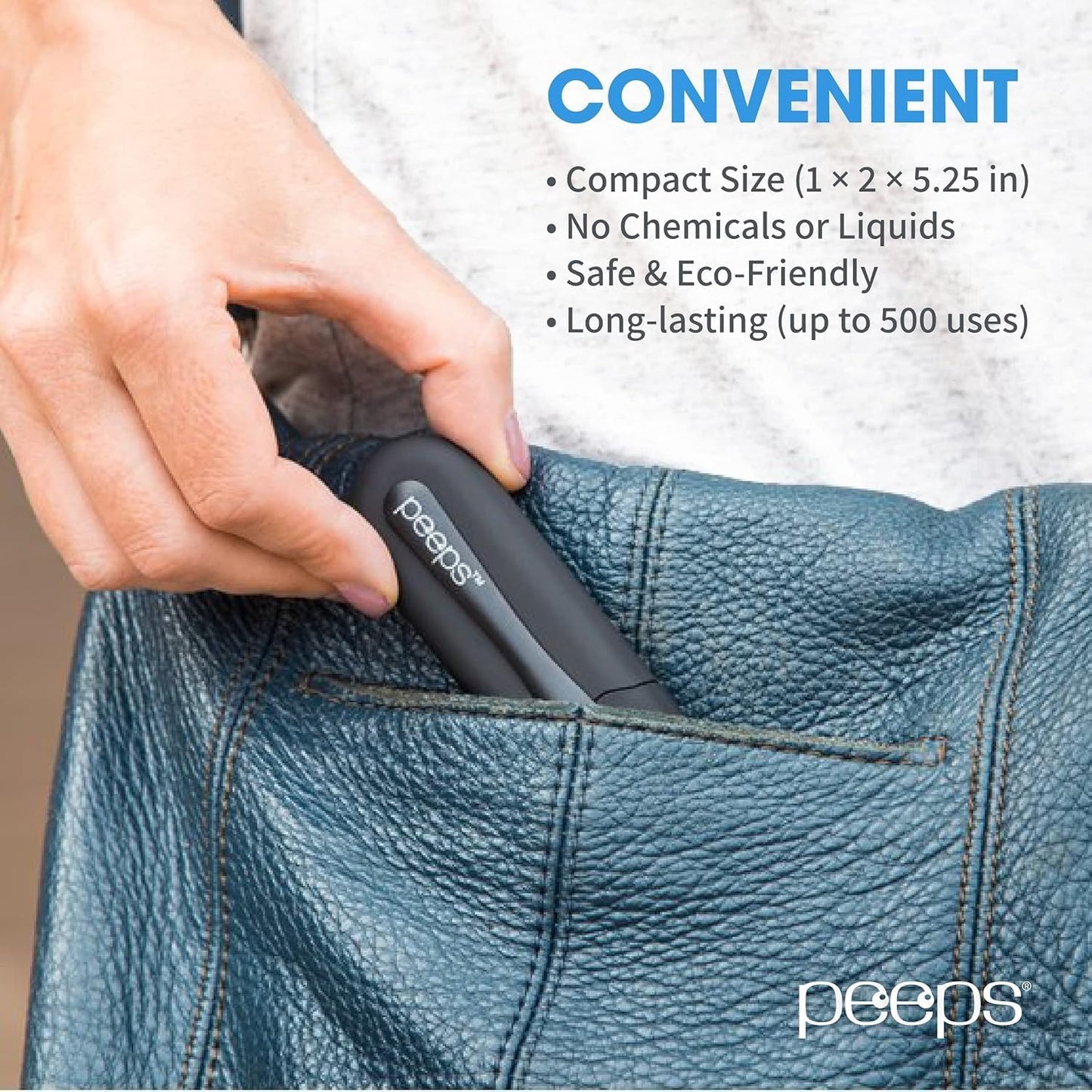 Peeps Glasses Cleaner - for Eyeglasses, Reading Glasses, and More - Lens Cleaner with Carbon Microfiber Tech-Injected Blue-1 Count (Pack of 1)