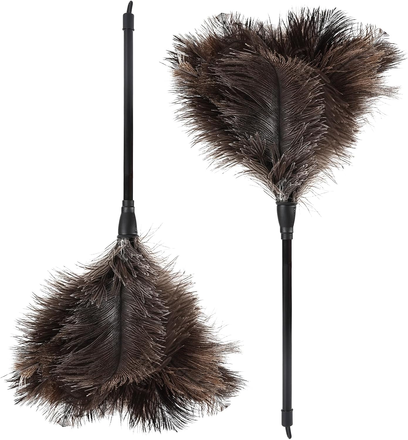 Natural Ostrich Feather Duster 14.9 inch Fluffy Mini Dusters with Plastic Handheld for Cleaning Car Keyboard Office 1 Pcs