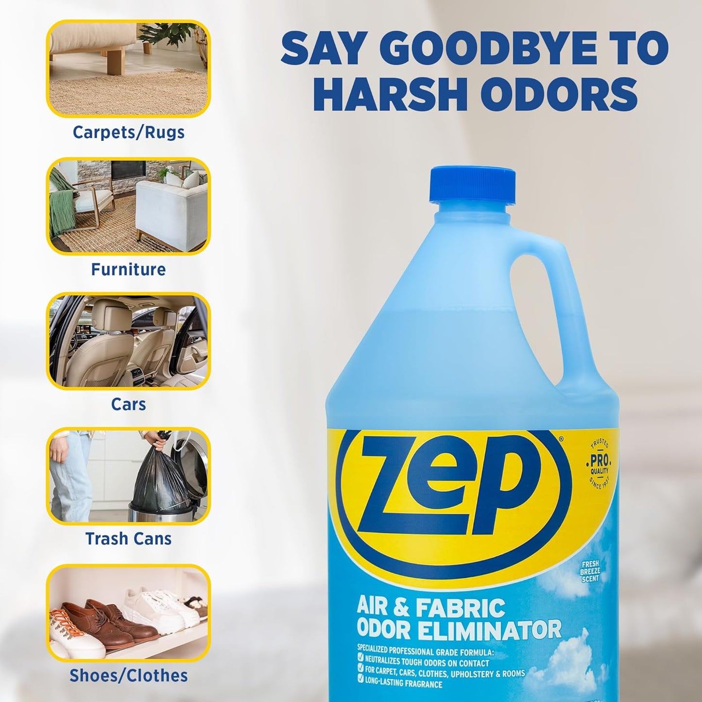 Zep Neutral pH Floor Cleaner Concentrate 1 Gal (1 Unit) and Zep Air & Fabric Odor Eliminator 1 Gal (1 Unit) ECBD055 – Floor Cleaner Concentrate and Odor Eliminator for Hard Floors and Fresh Home Care