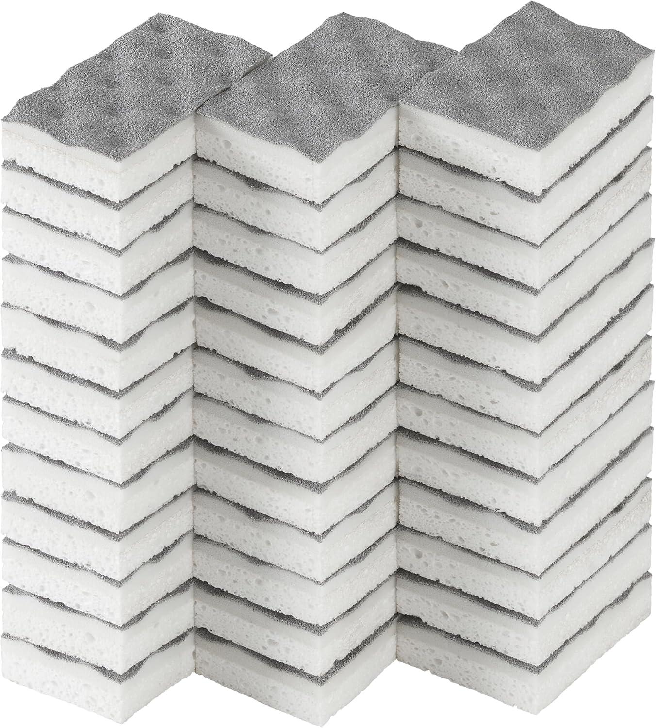 JOYMOOP Textured Clean Sponges, Dual-Sided Non-Scratch Soft Scrub Dish Sponge, Safe for Non-Stick Cookware, Kitchen and Household Cleaning, 12 Pack [Grey & White]