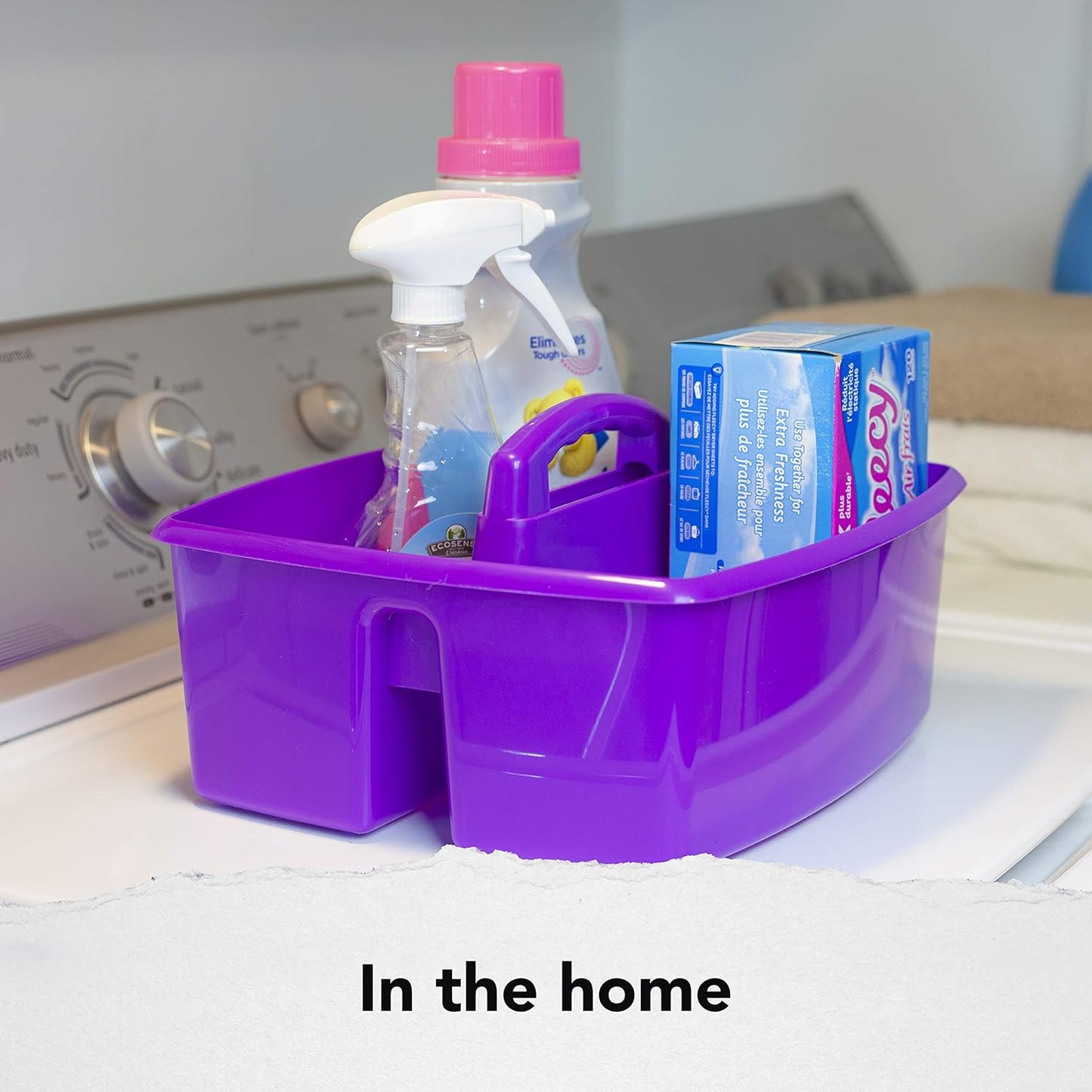 Storex 2-Compartment Large Cleaning Caddy – Multipurpose Supply Organizer with Handle - Black, 1-Pack (00973A06C)