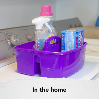 Storex 2-Compartment Large Cleaning Caddy – Multipurpose Supply Organizer with Handle - Black, 1-Pack (00973A06C)