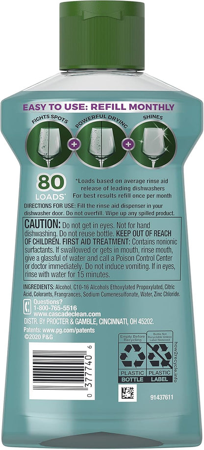 Cascade Rinse Aid Clean & Dry Booster Dishwasher Liquid, Gel & Detergent Pods for Sparkling Clean Dishes, Dishwasher Soap, Tablets & Rinse Aid Dry Booster, 8.45oz