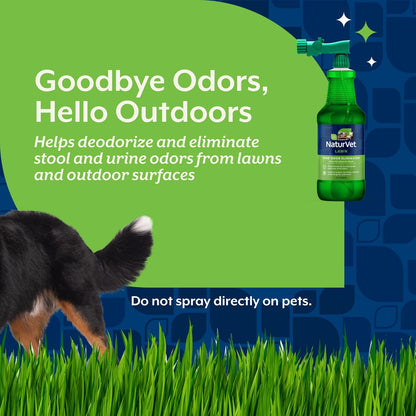 NaturVet – Yard Odor Eliminator Plus Citronella Spray – Eliminate Stool and Urine Odors from Lawn and Yard – Designed for Use on Grass, Patios, Gravel, Concrete & More – 64oz Refill (No Hose Nozzle)