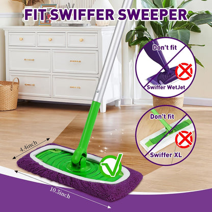 12Pcs Reusable Microfiber Mop Pads Compatible with Sweeper Mops,Dry Sweeping Cloths & Wet Mopping Pads Refills,Washable Mop Pads for Floor Cleaning