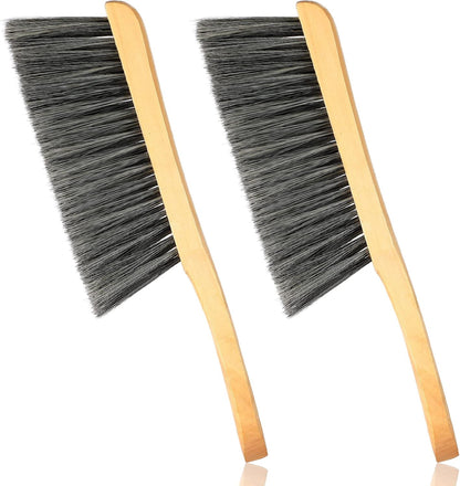 Patelai 2 Pieces Wooden Bench Brushes Fireplace Brush Natural Fiber Bench Soft Bristles Long Wood Handle Dust for Hearth Tidy Car Home Workshop Woodworking(Gray)