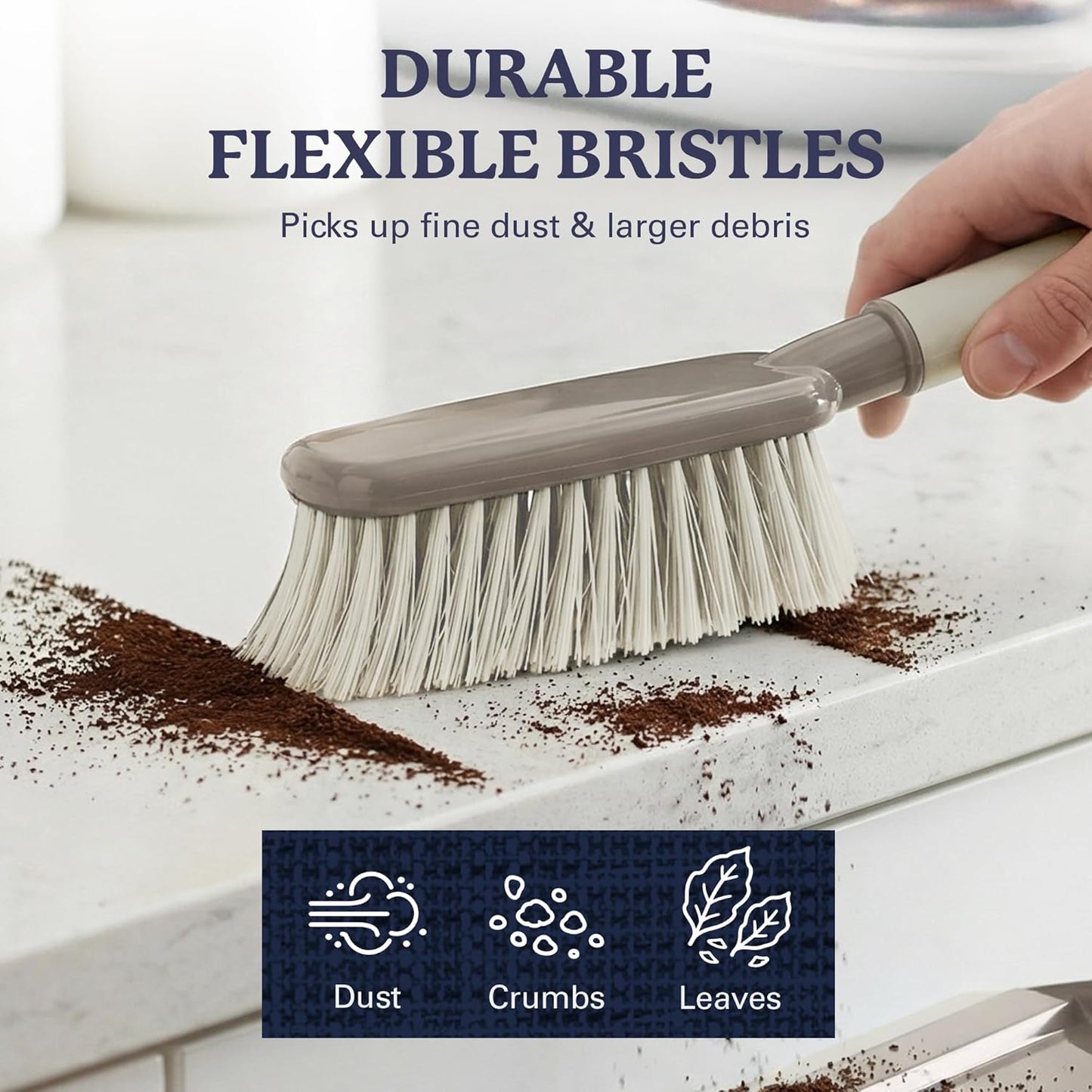 Farberware Handheld Broom and Dustpan Set with Rubber Lip – Small Dust Pan and Brush Set for Kitchen Crumbs, Cat Litter, Compact Hand Broom with Soft Grip Handle for Home Cleaning