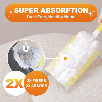 JOYMOOP Scented Telescopic Duster kit, 3FT Extendable Handle (Yellow) + 24 Yellow Refills for Swiffer Feather Duster,Easy Cleaning for Ceilings, Ceiling Fans, Blinds, Vents & Shelves