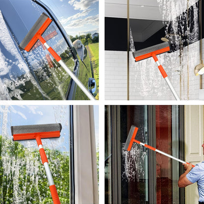 Window Squeegee for Window Cleaning with Retractable Pole 28", Squeegee Window Cleaner Tool 2 in 1 Car Window Cleaning Tool Telescopic Window Washing Equipment, Shower Squeegee for Glass Door