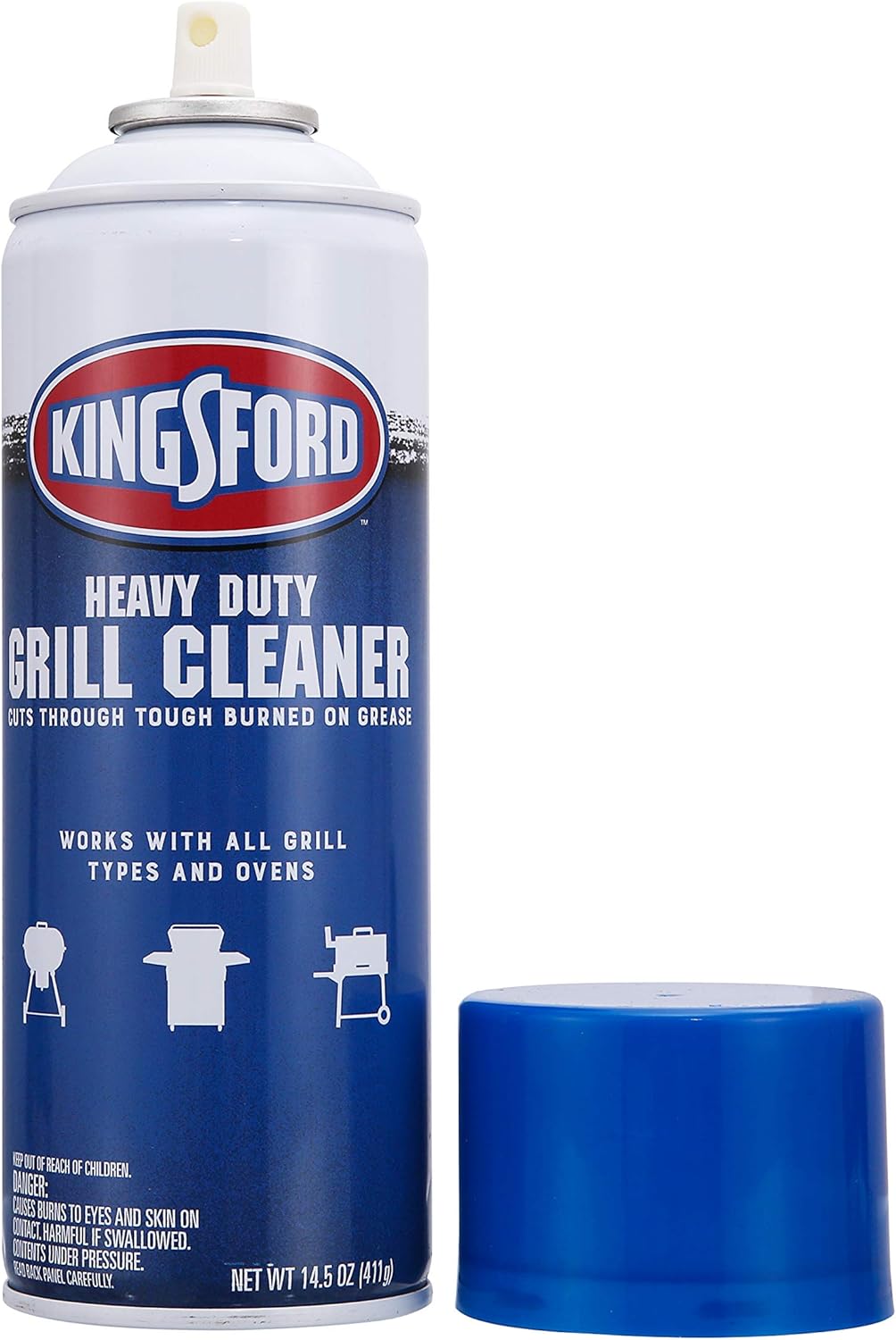 Kingsford Heavy Duty Foaming Grill Cleaner Spray, BBQ Degreaser for Charcoal & Gas Grills, Cuts Grease, Burnt-On Food & Grime, Easy Spray-On Foam for Grill Grates & Surfaces, Aerosol Can, 14.5 Oz