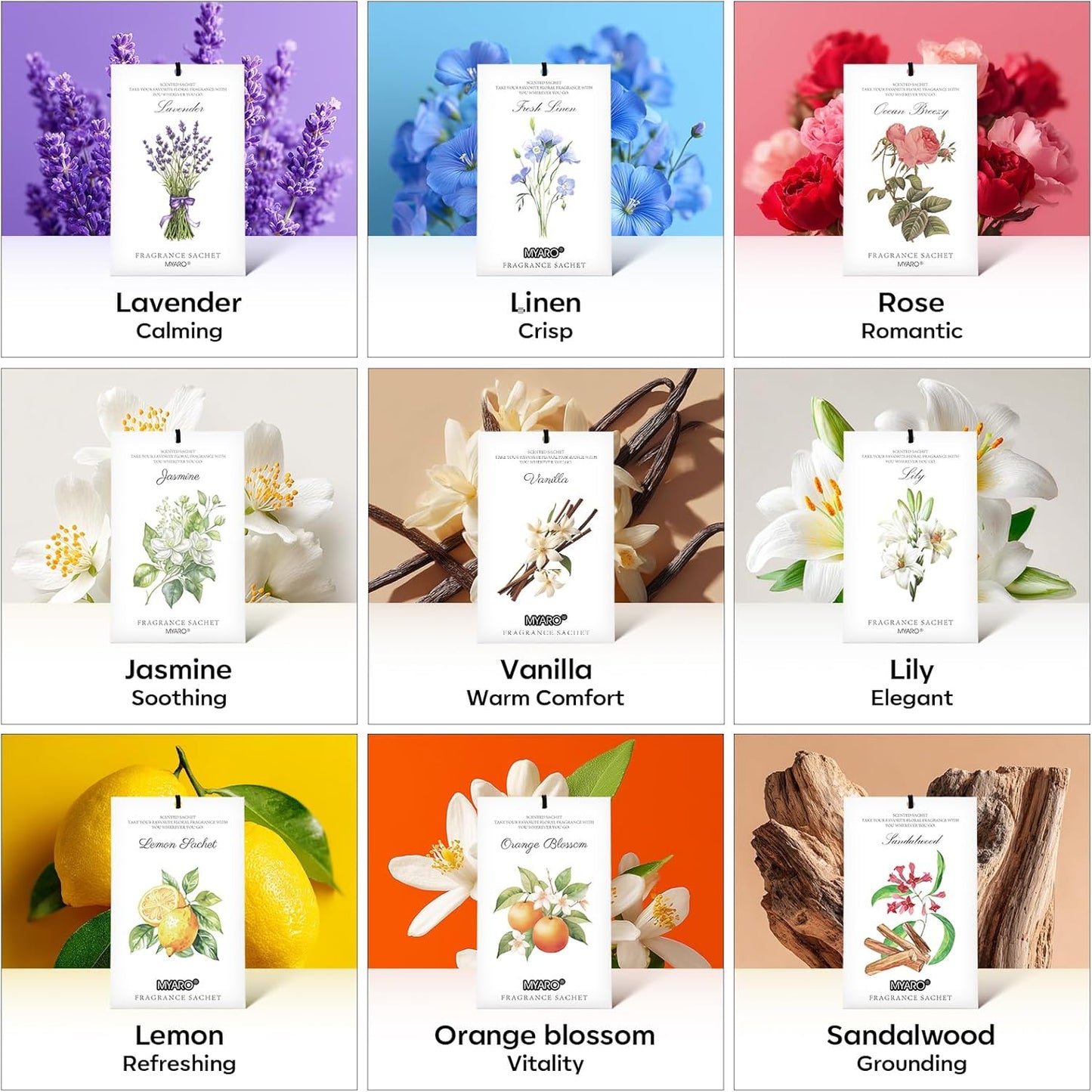 MYARO 12 Pack Fresh Linen Scented Sachets for Drawer, Closet & Car Air Freshener Bags | Odor Eliminator & Fabric Refresher | Crisp, Clean Home Fragrance Gift Set
