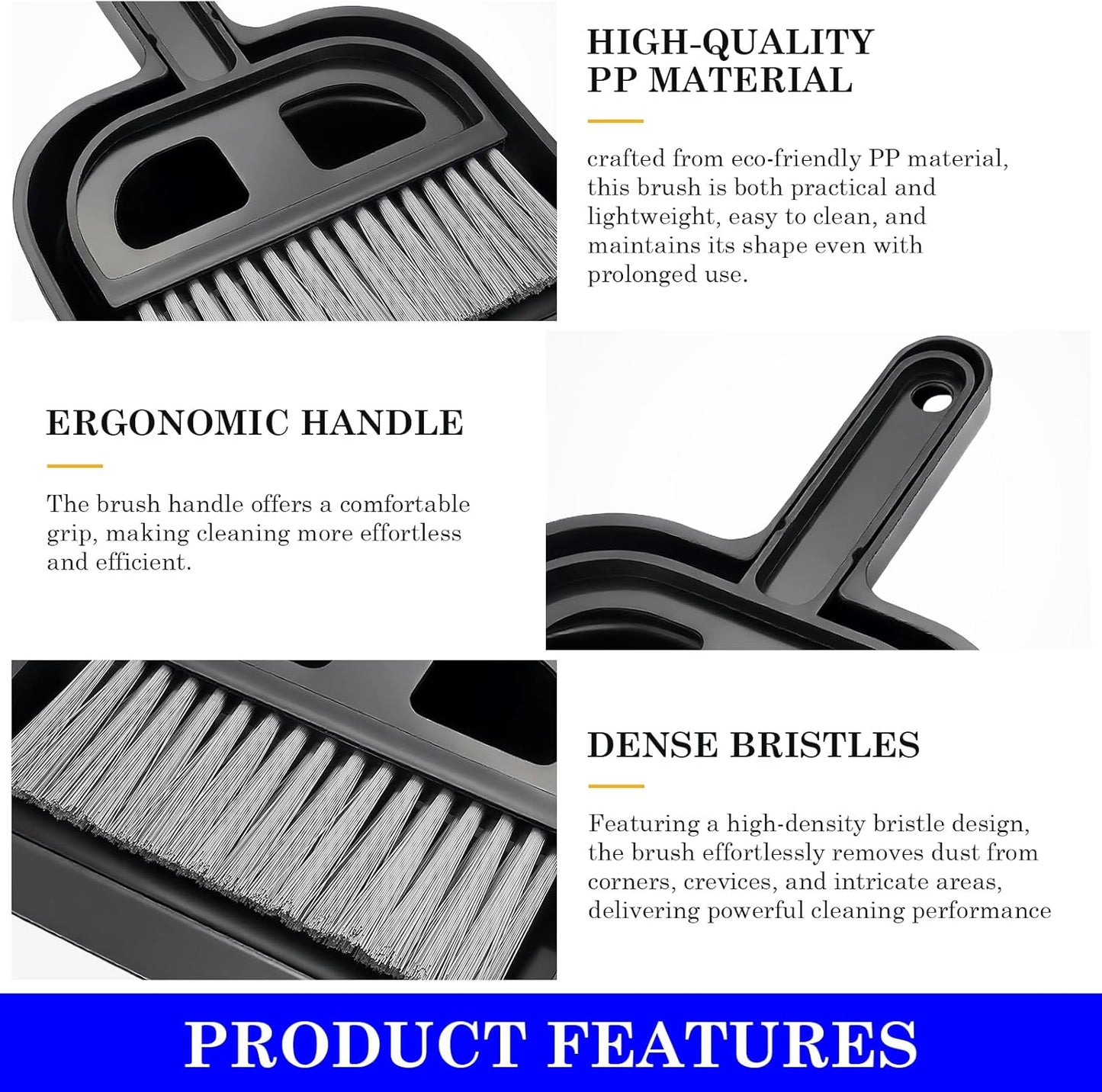 Mini Dustpan and Brush Set - Portable Hand Broom Compact 8.5" Nesting Cleaning Combo for Desks Keyboards Home Office