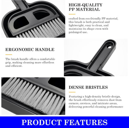 Mini Dustpan and Brush Set - Portable Hand Broom Compact 8.5" Nesting Cleaning Combo for Desks Keyboards Home Office