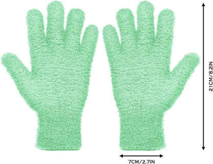 Patelai 2 Pairs Microfiber Gloves for plants Dusting Cleaning Glove Mittens House Cars Blinds Dusting(Blue, Grass Green,Large)
