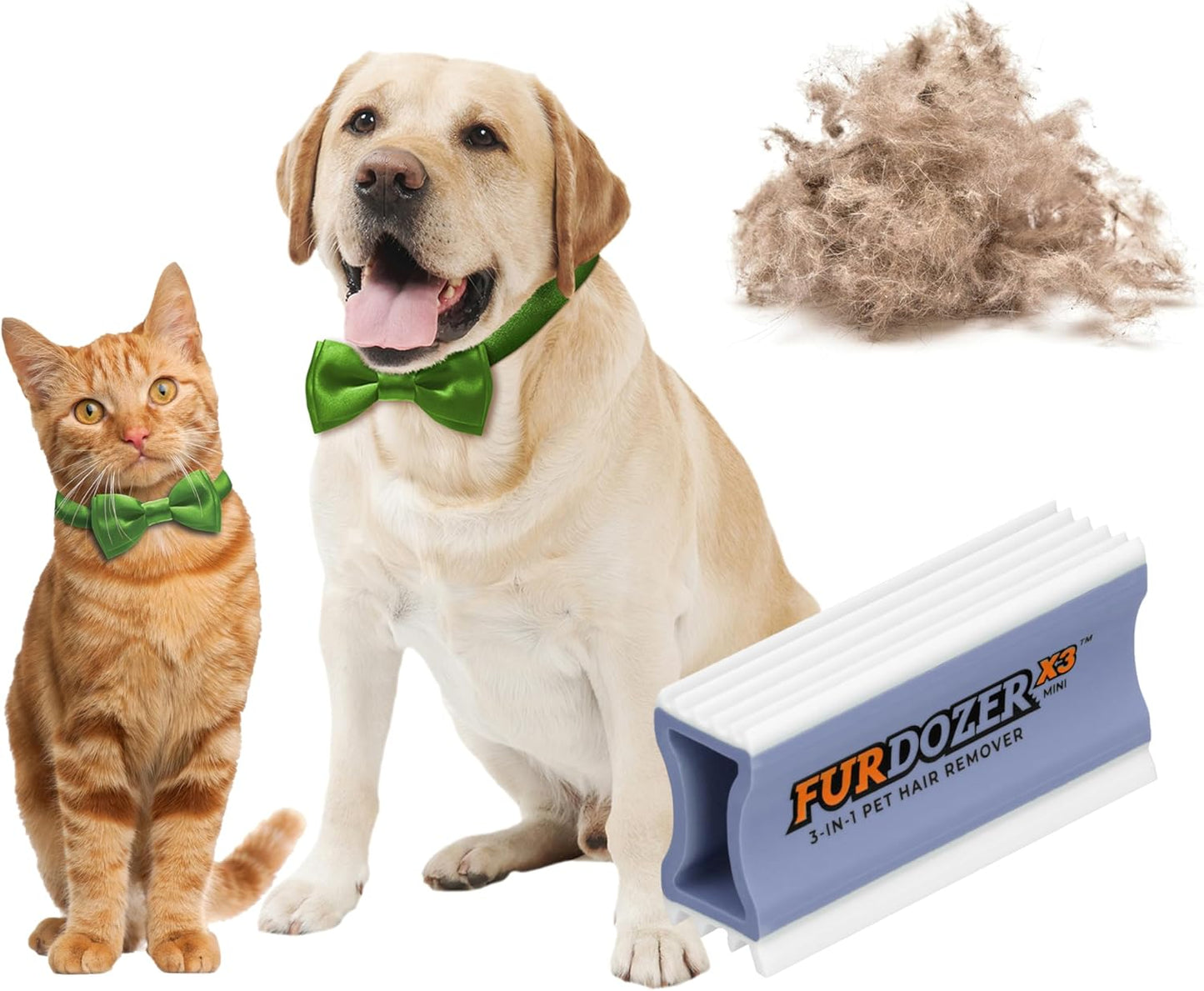FurDozer Pet Hair Remover & Auto Detailing Tools - Cat & Dog Hair Remover for Carpets, Car Interiors, Couches, Bedding, & Pet Furniture (Gray, X3 PRO - 5" Long)
