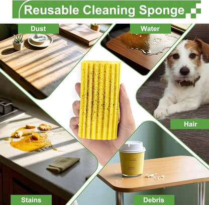 Jeymei 4-Pack Damp Clean Duster Sponge,Gray Damp Dusting Sponge,Duster Baseboard Cleaner Sponge with Ridges,Reusable Wet Duster Sponge,Household Cleaning Sponges for Blinds,Window Track Grooves